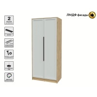 Шкаф распашной Тренд КТ-Ш2 (Дуб золотой ЛДСП/ Грэй ЛМДФ) Ш918 В2128 Г547